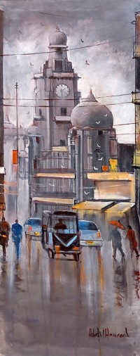 Abdul Hameed, 12 x 30 inch, Acrylic on Canvas, Cityscape Painting, AC-ADHD-204
